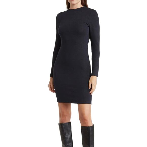 French Connection Navy Melange Long Sleeve Crewneck Sweater Mini Dress Med NWT - Picture 1 of 13